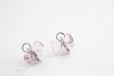 Aretes de mariposa de cristal rosado Lalique