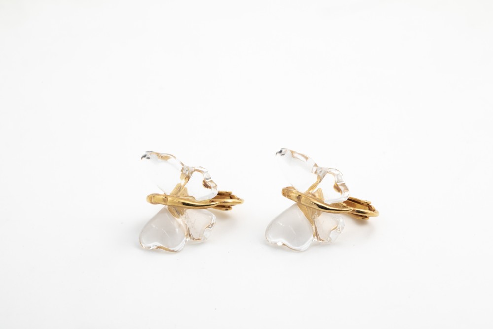 Aretes de mariposa de cristal Lalique