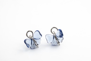 Aretes de mariposa de cristal azul Lalique