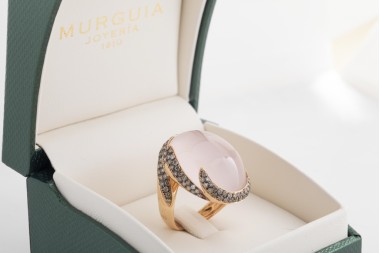 Anillo de Moraglione en oro rosa de 18Kt con diamantes